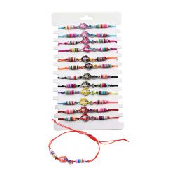 Pulsera de sirena con cuerda ajustable, y adornos de colores