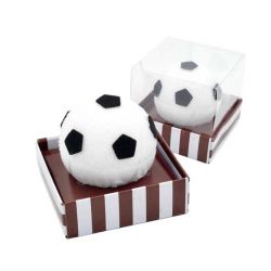 Toallita de balón de fútbol, en caja de acetato