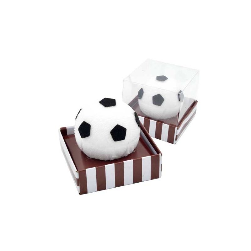 Toallita de balón de fútbol, en caja de acetato