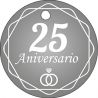 Pliego de  tarjetas redondas 25 aniversario 20 ud.                                                        