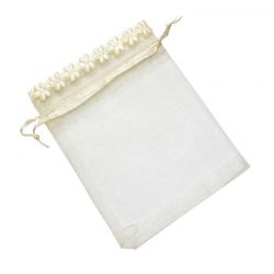 BOLSA ORGANZA BEIGE FILO FLOR 12*16