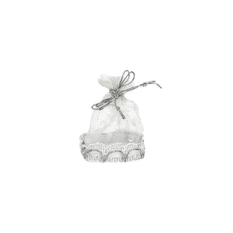 BOLSA ORGANZA PLATA BORDADA 10x7-5x4-5