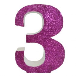 NUMERO "3" EN CORCHO ROSA