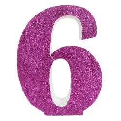 NUMERO "6" EN CORCHO ROSA