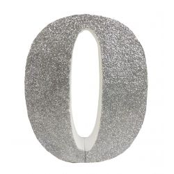 NUMERO "0" EN CORCHO PLATA