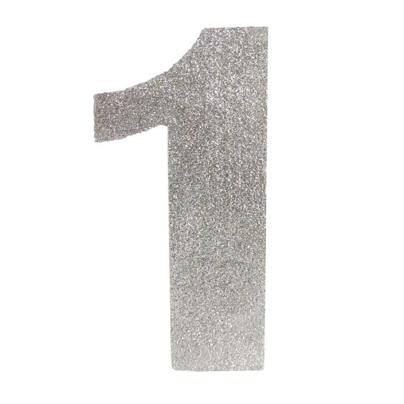 NUMERO "1" EN CORCHO PLATA