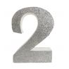 NUMERO "2" EN CORCHO PLATA