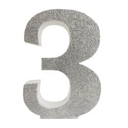NUMERO "3" EN CORCHO PLATA