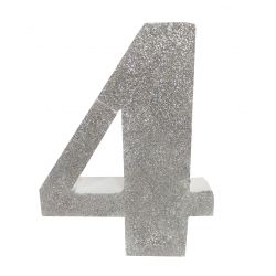 NUMERO "4" EN CORCHO PLATA