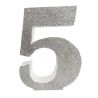 NUMERO "5" EN CORCHO PLATA