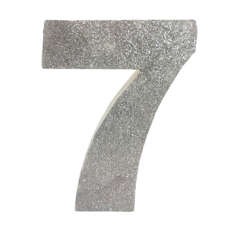 NUMERO "7" EN CORCHO PLATA