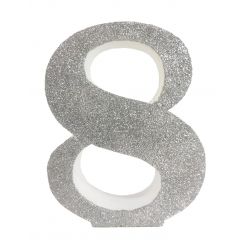 NUMERO "8" EN CORCHO PLATA