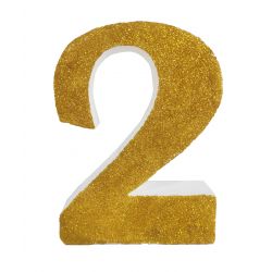 NUMERO "2" EN CORCHO ORO