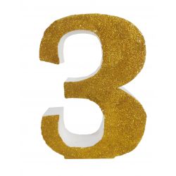 NUMERO "3" EN CORCHO ORO