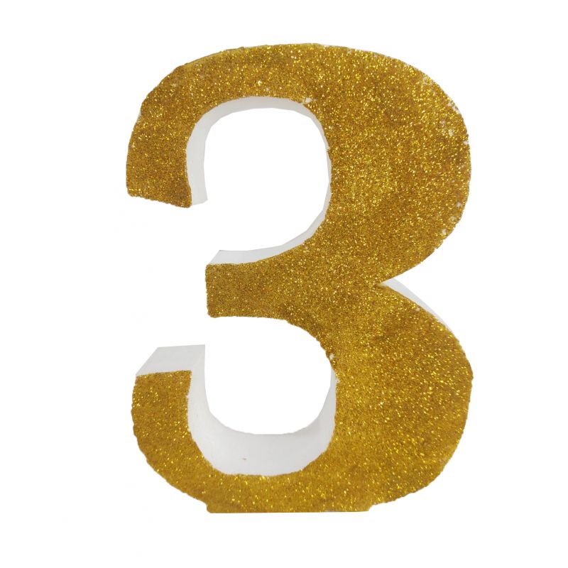 NUMERO "3" EN CORCHO ORO