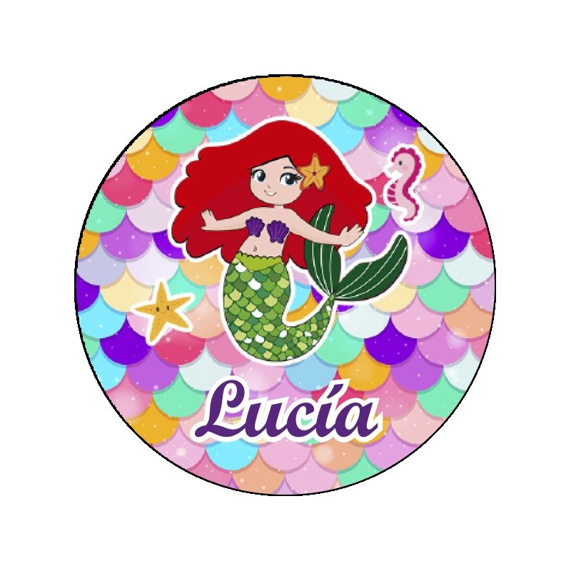 PLIEGO DE PEGATINAS 35 UND PERSONALIZABLE SIRENITA