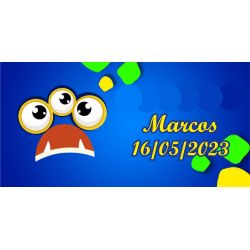 PLIEGO DE PEGATINAS 21 UND CUADRADAS MOUNSTRUO PERSONALIZADAS 5-7X3CM