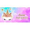 PLIEGO DE PEGATINAS 21 UND CUADRADAS UNICORNIO PERSONALIZADAS 5-7X3CM