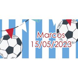 PLIEGO DE PEGATINAS 21 UND CUADRADAS BALON DE FÚTBOL PERSONALIZADAS 5-7X3CM