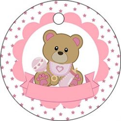 PLIEGO TARJETA REDONDA OSO ROSA 20 UD-