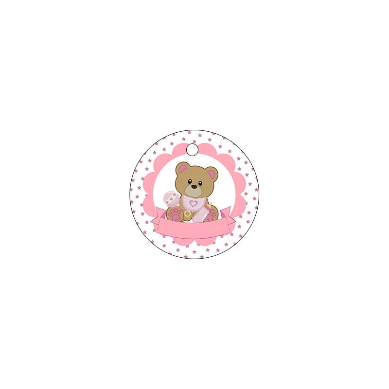 PLIEGO TARJETA REDONDA OSO ROSA 20 UD-