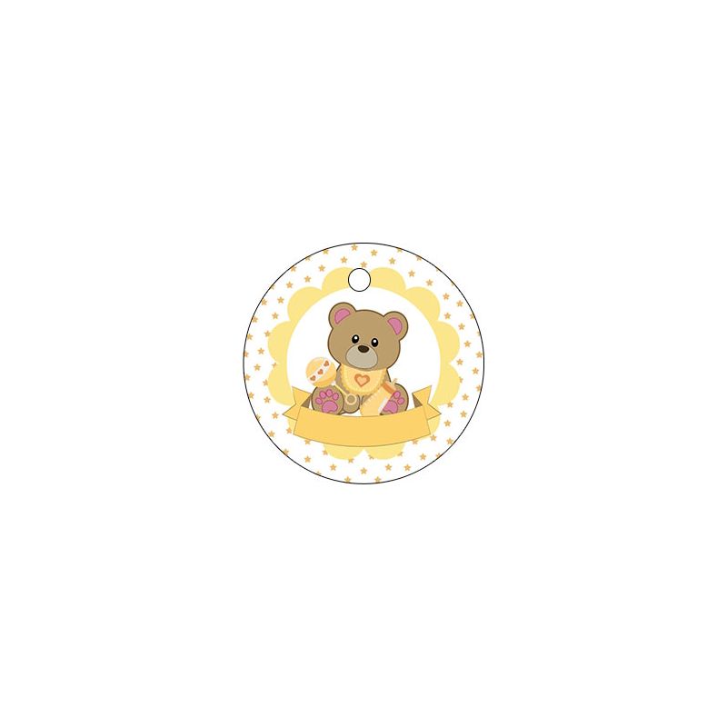 PLIEGO TARJETA REDONDA OSO AMARILLO 20 UD-