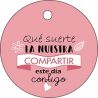 PLIEGO TARJETA REDONDA QUE SUERTE LA NUESTRA 20 UD-