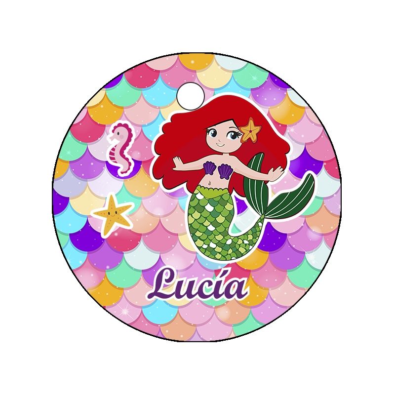 PLIEGO DE TARJETA 20 UND REDONDA PERSONALIZABLE SIRENITA
