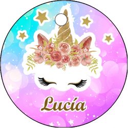 PLIEGO DE TARJETA 20 UND REDONDA PERSONALIZABLE UNICORNIO