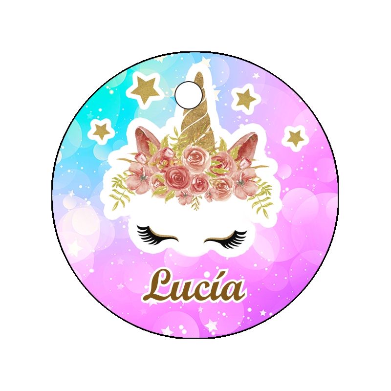PLIEGO DE TARJETA 20 UND REDONDA PERSONALIZABLE UNICORNIO