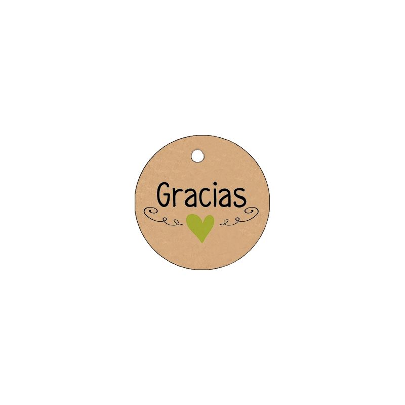 PLIEGO TARJETA KRAFT REDONDA 20 UD- CORAZÓN VERDE