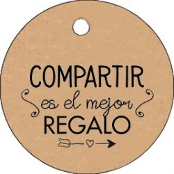 PLIEGO TARJETA KRAFT REDONDA 20 UD- "COMPARTIR ES EL MEJOR REGALO"
