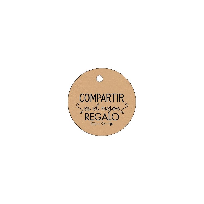 PLIEGO TARJETA KRAFT REDONDA 20 UD- "COMPARTIR ES EL MEJOR REGALO"