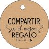 PLIEGO TARJETA KRAFT REDONDA 20 UD- "COMPARTIR ES EL MEJOR REGALO"
