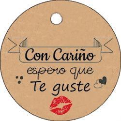 PLIEGO TARJETA KRAFT REDONDA 20 UD- CON "CARIÑO ESPERO QUE TE GUSTE"