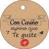 PLIEGO TARJETA KRAFT REDONDA 20 UD- CON "CARIÑO ESPERO QUE TE GUSTE"