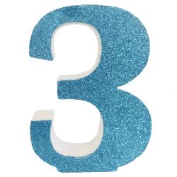 NUMERO "3" EN CORCHO AZUL