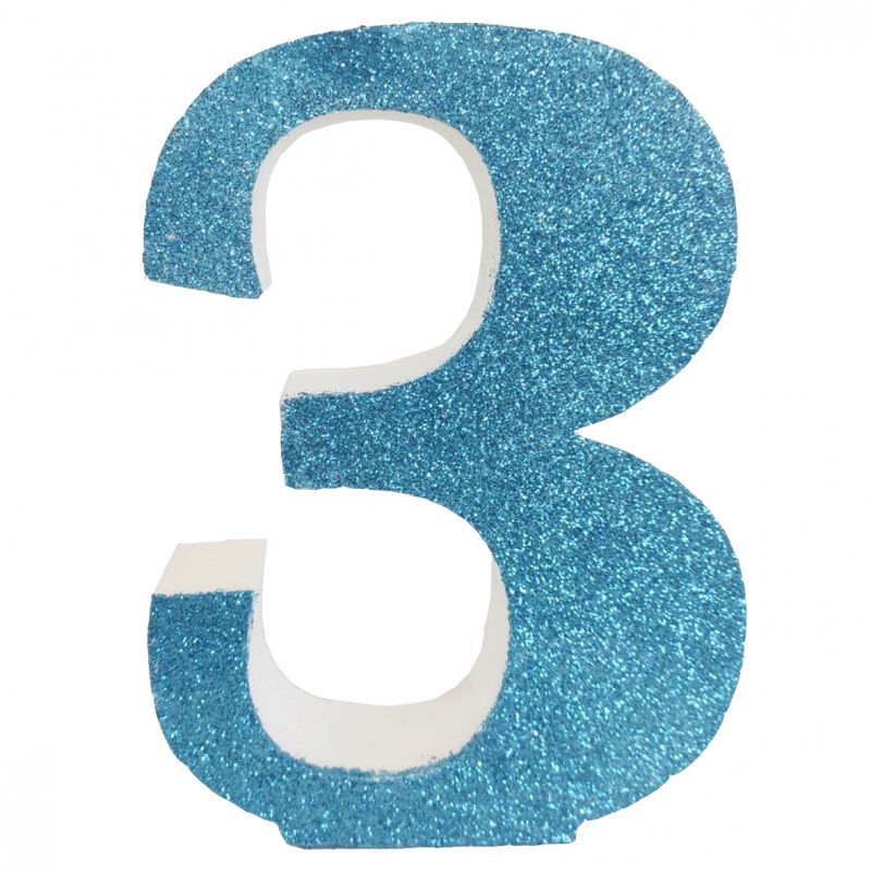 NUMERO "3" EN CORCHO AZUL