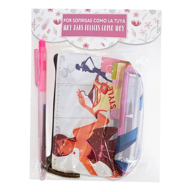 MONEDERO Y ESPEJO DE UNICORNIOS CON TARJETA PERSONALIZABLE Y CUERDA