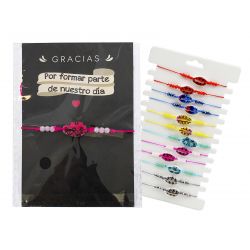 PULSERA TRENZAS MARRON-PERLAS EN BOLSA Y PEGATINA