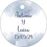 PLIEGO DE TARJETAS 20 UNDS PERSONALIZABLES 4,2CM DIÁMETRO                                           
