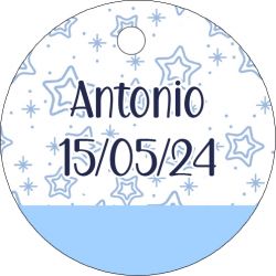 PLIEGO DE TARJETAS 20 UNDS PERSONALIZABLES 4,2CM DIÁMETRO                                           
